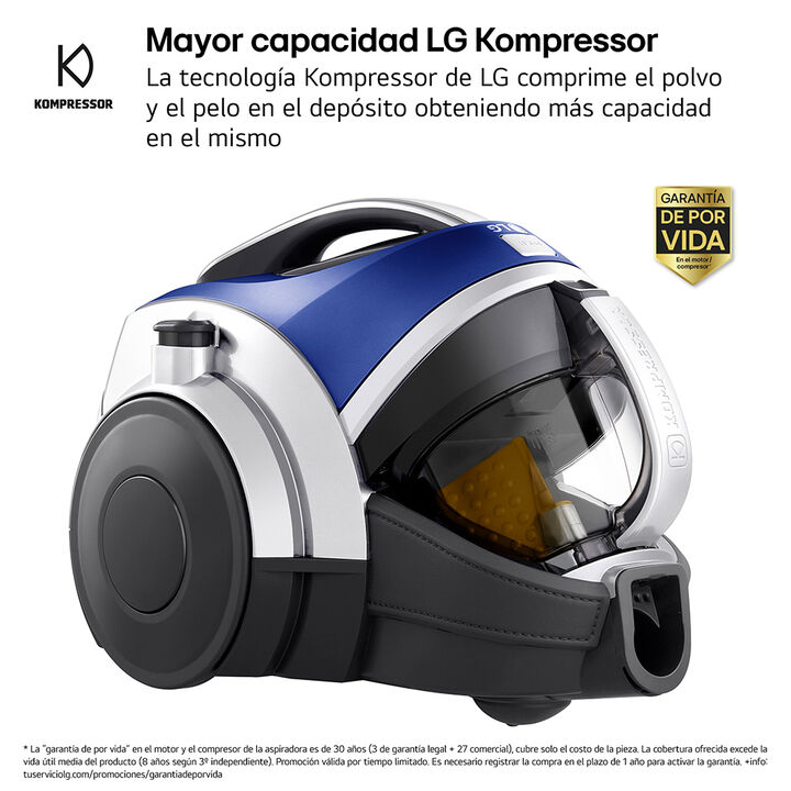 Aspirador sin bolsa 650W con sistema de compresi&oacute;n de polvo LG Kompressor, azul