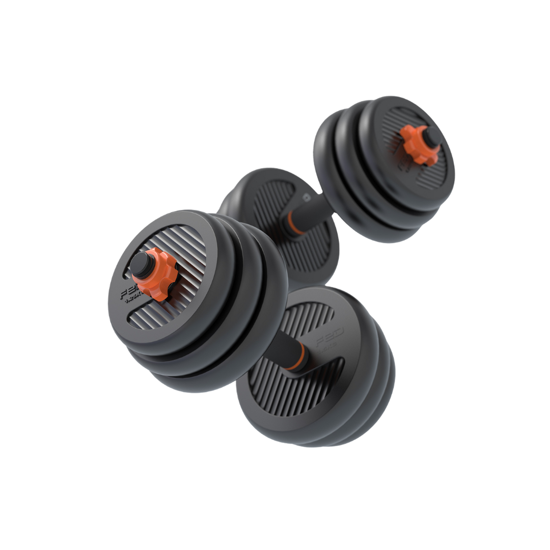 Smart kit 20kg mancuernas+barra+pesa rusa+sensor