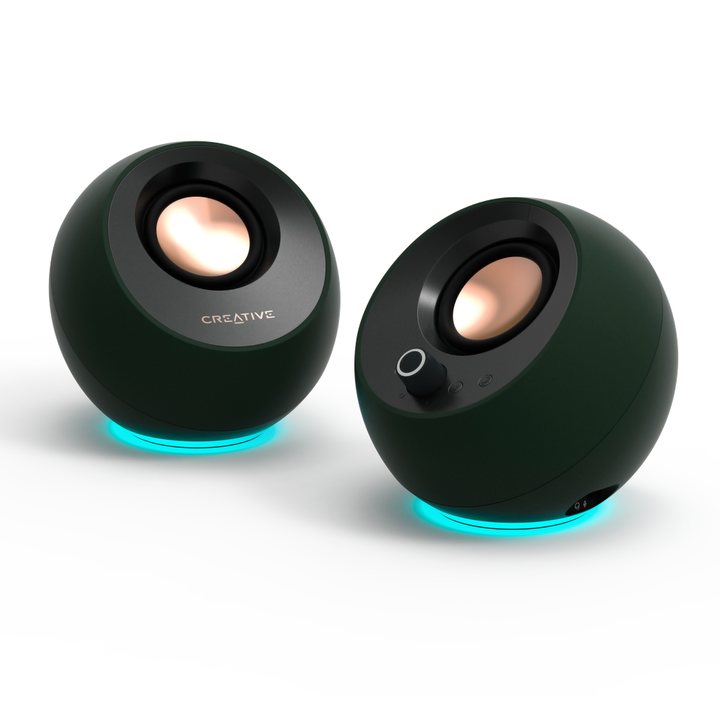 Altavoces negros minimalistas 2.0 USB-C para ordenador con Bluetooth&reg;5.3 e iluminaci&oacute;n RGB personalizable