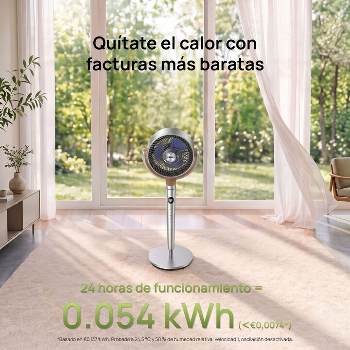 Ventilador que  combina las funciones de ventilador de pie y circulador de aire
