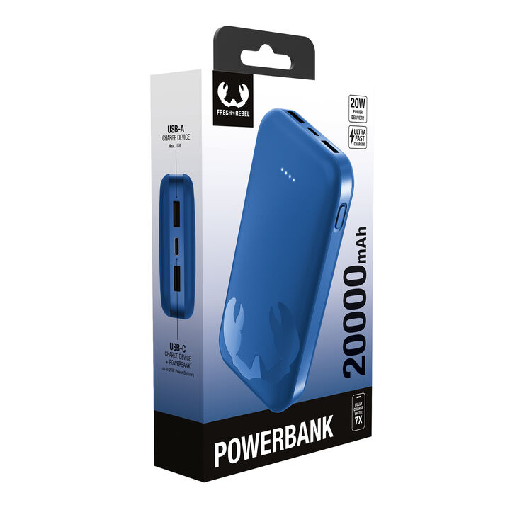 Powerbank 20000 mAh
Batería recargable de bolsillo
Mantén tus dispositivos cargados y tu estilo a punto. El Powerbank de 10000 mAh es lo suficientemente delgada como para caber en cualquier bolsillo, proporcionando la máxima potencia para cuando estás en movimiento. Carga tu teléfono hasta 3 veces y disfruta de velocidades de carga 2,5 veces más rápidas con Power Delivery de 20 W.
La Powerbank 20000 mAh dura más que cualquier aventura. Carga tu teléfono hasta 7 veces y con 20W Power Delivery, esta Powerbank es más rápida que nunca. El diseño suave y los bordes curvos te mantienen cargado con estilo. 
 Carga ultrarrápida con Power Delivery de 20 W
 Carga hasta el 50 % en 30 min
 Aprobado por aerolíneas
 Carga tu teléfono hasta 7 veces