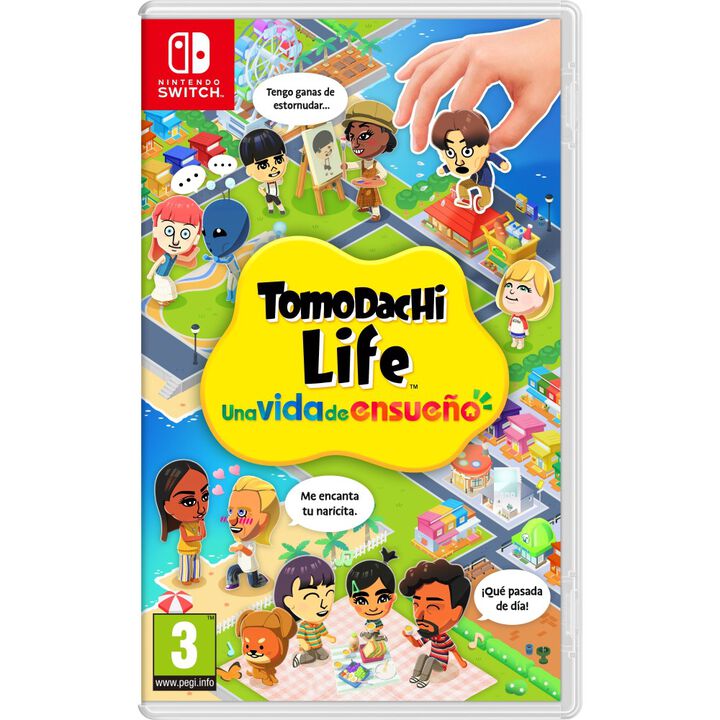 TOMODACHI LIFE UNA VIDA DE ENSUE&Ntilde;O SWITCH JUEGO F&Iacute;SICO PARA NINTENDO SWITCH VERSI&Oacute;N ESPA&Ntilde;OLA GARANT&Iacute;A EUROPEAN WARRANTY

Tus amigos &iexcl;en su disparatado mundo!

En Tomodachi Life: Una vida de ensue&ntilde;o para Nintendo Switch, &iexcl;toma las riendas de una isla donde el drama, el amor, las bobadas y otras sorpresas est&aacute;n a la orden del d&iacute;a!

Llena la isla de residentes

Crea todo tipo de personajes Mii, tanto basados en tus familiares, amigos y gente a la que admiras... &iexcl;como de cosecha propia! Podr&aacute;s personalizarlos de mil maneras al definir su aspecto, diversas cualidades de su personalidad o peculiaridades muy variadas. &iexcl;Hasta podr&aacute;s servirte de rasgos faciales que solo encontrar&aacute;s en este juego!

Modifica cada peque&ntilde;o detalle a tu antojo o bien responde a una serie de preguntas para crear tus propios personajes Mii. Ay&uacute;dales a descubrir qu&eacute; les gusta y a qu&eacute; le tienen tirria, as&iacute; como a establecer relaciones y a divertirse de maneras la mar de estrafalarias. En cuanto empiecen a vivir la vida a su manera... &iexcl;seguro que te sorprenden!
Cuida de tu comunidad

Al coger y soltar a los personajes Mii al lado de otros, har&aacute;s que interact&uacute;en entre ellos. Podr&aacute;s presenciar c&oacute;mo entablan amistades inesperadas, se enzarzan en disputas, se enamoran (y desenamoran) contra todo pron&oacute;stico &iexcl;y montones de cosas m&aacute;s!

Conforme pases el tiempo cuidando de ellos, ir&aacute;s conoci&eacute;ndolos m&aacute;s a fondo. Obs&eacute;quialos con comida, atuendos o regalos y, sobre todo, ap&oacute;yalos cuando les toque lidiar con los altibajos que conlleva la vida en la isla. Adem&aacute;s... &iexcl;podr&aacute;s ense&ntilde;arles muletillas y expresiones que se convertir&aacute;n en parte de su personalidad!
Dale forma al paisaje

Puedes expandir y dise&ntilde;ar la isla siguiendo lo que te dicte el coraz&oacute;n. Ad&oacute;rnala con viviendas, tiendas, restaurantes y otros establecimientos para que los residentes tengan m&aacute;s lugares donde pasar el rato. Si quieres que se sientan la mar de c&oacute;modos en su hogar, decora sus habitaciones con distintos sets de interior o mediante mobiliario, papel de pared y suelos que encajen con su rollo.

Y, si ardes en deseos de desatar tu lado m&aacute;s creativo, &iexcl;puedes crear todo tipo de cosas originales en el taller de dise&ntilde;o! Entretente creando exteriores &uacute;nicos para las viviendas, suelos, mascotas, alimentos, ropa &iexcl;y mucho m&aacute;s! &iexcl;P&aacute;salo en grande dise&ntilde;ando un amplio abanico de cosas que hagan las delicias de tus personajes Mii!