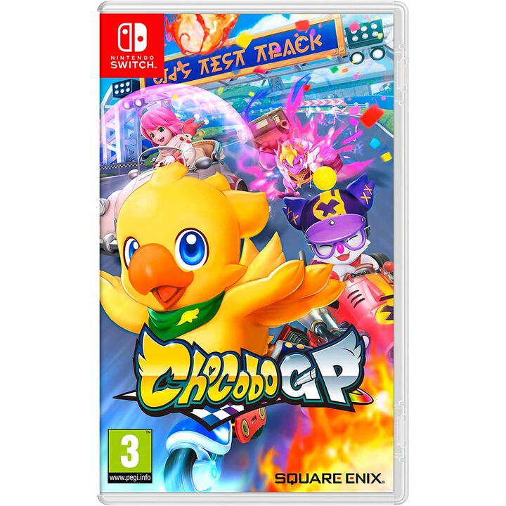 CHOCOBO GP PARA NINTENDO SWITCH VERSI&Oacute;N ESPA&Ntilde;OLA
       
PREPARADOS. LISTOS. &iexcl;CHOCOBO!
Arranca los motores y prep&aacute;rate para un nuevo juego de carreras con un plantel que incluye decenas de tus personajes favoritos de la serie Chocobo, cada uno con sus propias habilidades y peculiaridades. Equipa magicitas para dejar atr&aacute;s a la competencia y derrapa por circuitos bien conocidos en los modos multijugador local y en l&iacute;nea. &iexcl;Compite en torneos para hacerte con la victoria en el grand prix!
 
Video will open in a new window
CARACTER&Iacute;STICAS: 
El juego y sus personajes est&aacute;n basados en las franquicias Final Fantasy y Chocobo.
Modo historia que guiar&aacute; al jugador en los primeros compases del juego y permitir&aacute; desbloquear personajes adicionales
Modo multijugador en todos los modos de juego:
Modo GP. Torneos de hasta 64 jugadores (8 por ronda).
Modo online. Hasta 8 jugadores.
Modo local. Hasta 8 jugadores
Contrarreloj, carrera individual, carrera personalizada Hasta dos jugadores en la misma consola a pantalla partida.
Direcci&oacute;n art&iacute;stica colorista y refrescante, con continuas referencias al universo Final Fantasy.
Contenido adicional que se ir&aacute; a&ntilde;adiendo en diferentes eventos estacionales cada dos meses.
Mec&aacute;nicas de juego innovadoras dentro del g&eacute;nero de carreras de karts casuales:
Cada personajes tiene una habilidad &uacute;nica que puede ser usada durante la carrera.
La gesti&oacute;n de los &iacute;tems durante la carrera es importante: los &iacute;tems se pueden usar al momento o reservar para hacerlos evolucionar y que tengan un efecto m&aacute;s potente y duradero.