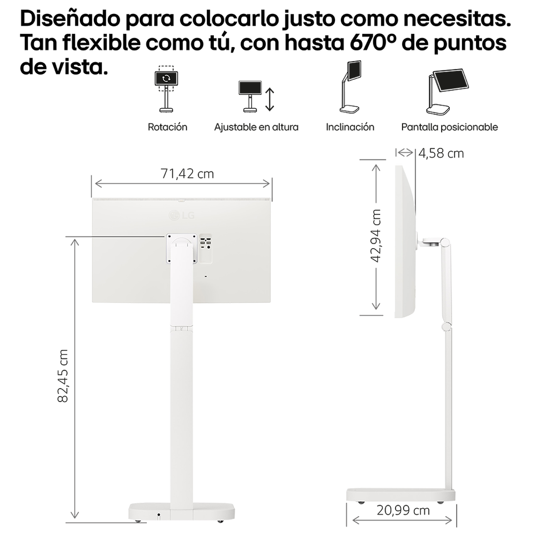 Smart Monitor Swing, 32" , serie Cine & Streaming, 4K UHD, Smart Monitor webOS 24, peana Swing port&aacute;til y flexible, Mando Magic Pointer Remote.