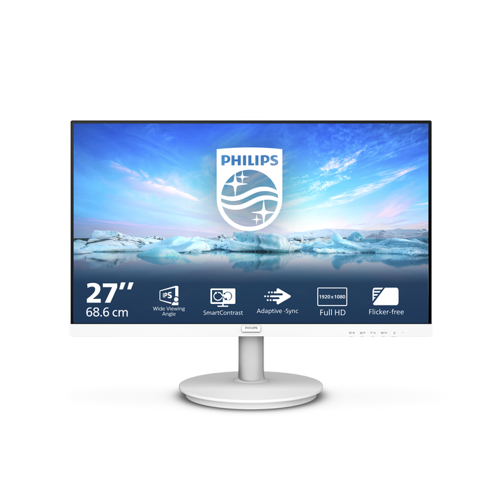 Philips 271V8AW/00 Monitor 27" FHD, 100Hz, IPS, 4ms GtG, Altavoces (1920x1080, 1x HDMI 1.4, 1x VGA), Blanco