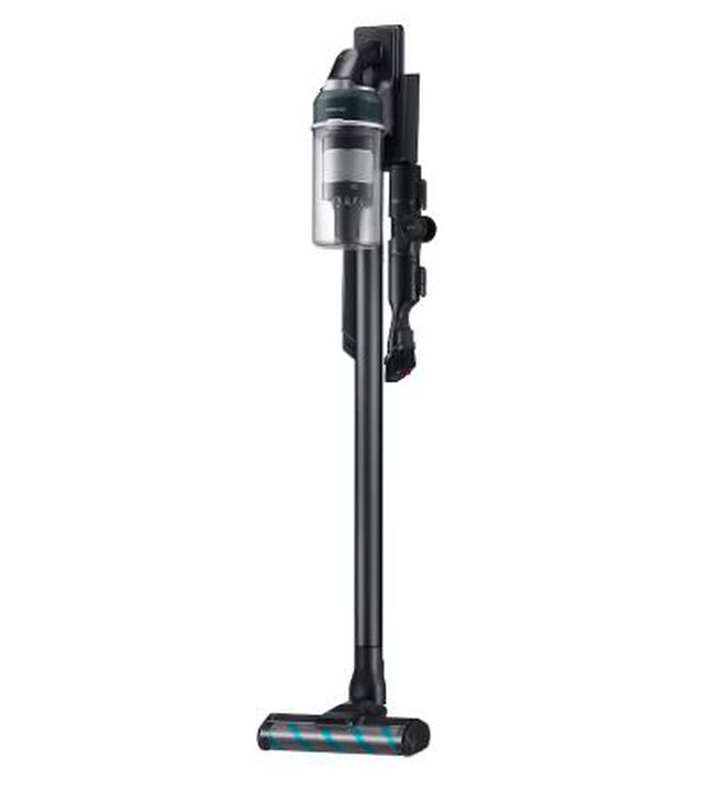 Aspirador escoba inal&aacute;mbrico Samsung Jet 85S Complete con potencia de succi&oacute;n de hasta 250 AW, autonom&iacute;a de hasta 60 minutos, bater&iacute;a extra&iacute;ble, filtraci&oacute;n HEPA y m&uacute;ltiples accesorios para suelos, rincones, tapicer&iacute;as y pelo de mascotas.