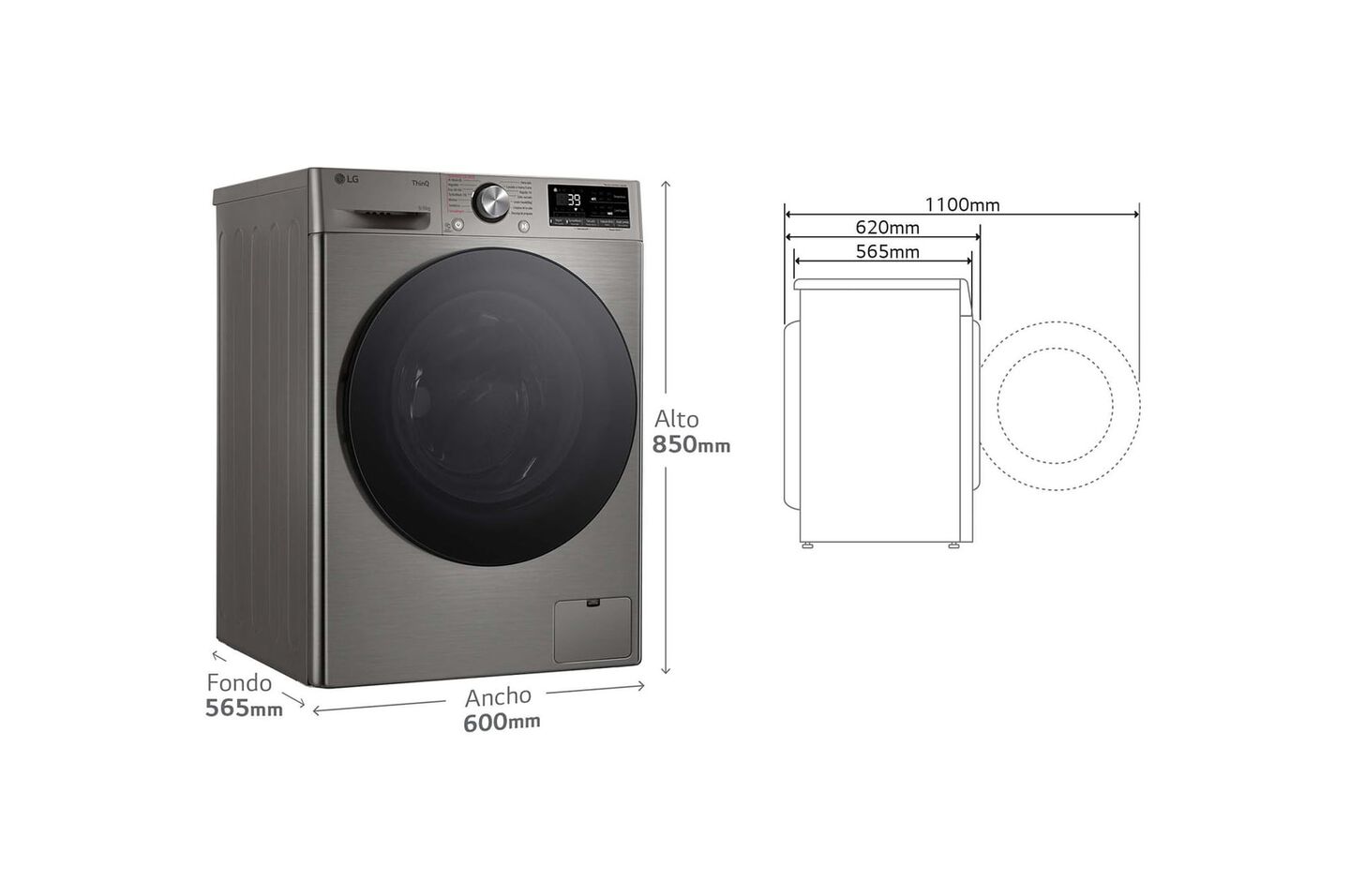 Lava-secadora 9 kg/6 kg inox con AI DD™, TurboWash 360°, vapor Steam™ y control Wi-Fi.