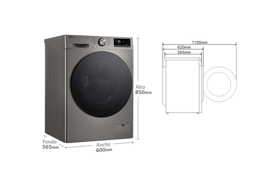 Lava-secadora 9 kg/6 kg inox con AI DD™, TurboWash 360°, vapor Steam™ y control Wi-Fi.
