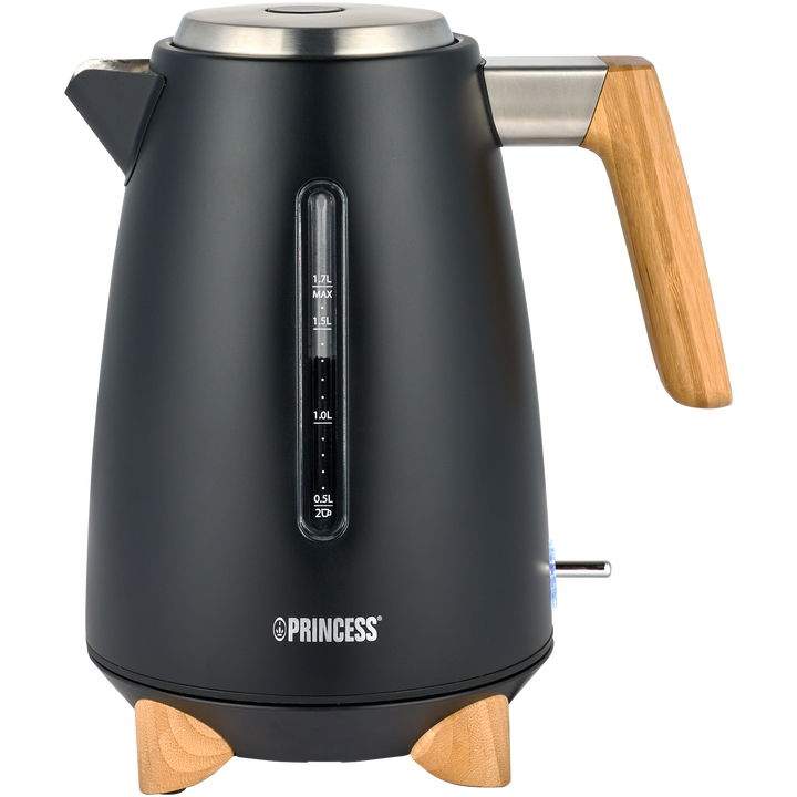 Princess 142361 Tostadora Pure, una tostadora de hermoso diseño que combina funcionalidad y estilo. Con su función de ranura larga, ahora puedes tostar 2 rebanadas al mismo tiempo, y sin esfuerzo. Con 6 niveles de tostado. Princess 201862 Exprimidor Pure Gracias a su acabado de bambú auténtico y al cuerpo negro mate, el Princess 201862 Exprimidor Pure llama la atención en cualquier cocina moderna. La boquilla de tres vías del exprimidor es única y gracias al sistema antigoteo, su encimera se mantendrá limpia. El Princess 236061 Hervidor Pure es un hervidor de precioso diseño que combina estilo y funcionalidad. Con una gran capacidad de 1,7 l y una base giratoria de 360°, ofrece comodidad y facilidad de uso. La alta potencia de 3000 W garantiza que el agua se caliente rápidamente, lo cual te permite ahorrar tiempo y energía.