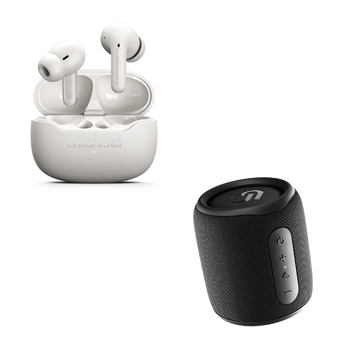 <p> Auriculares True Wireless con ANC Palermo Blanco + Altavoz Biarritz color Negro</p>