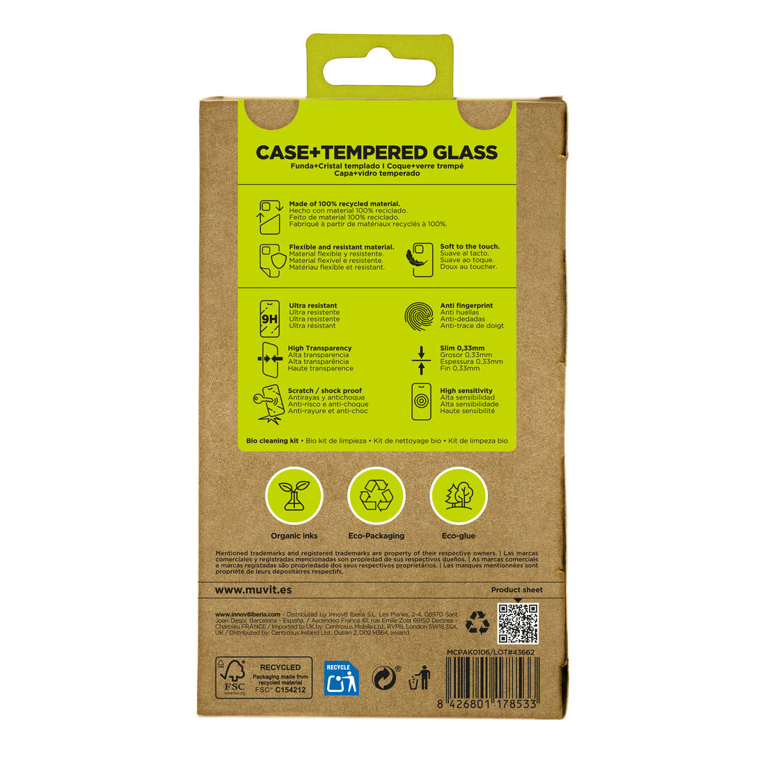 La protecci&oacute;n del medio ambiente es, hoy en d&iacute;a, una preocupaci&oacute;n en todo momento, junto a la preocupaci&oacute;n de proteger nuestro Smartphone. Con las fundas recycletek de muvit for change, proponemos una gama de fundas reciclables, fabricadas con fundas usadas y viejas. Una manera responsable de proteger nuestro smartphone. Porque contribuir en la lucha contra la contaminaci&oacute;n y proteger nuestro eco sistema, debe formar parte de nuestros gestos cotidianos.