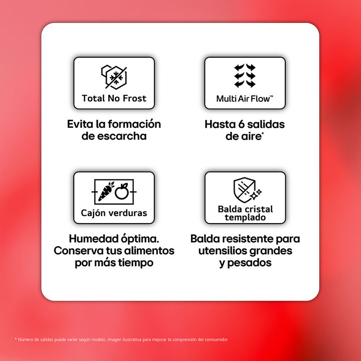 Frigor&iacute;fico American Combi LG de 600 litros, Total No Frost, clase E, con Multi Air Flow y fondo reducido. Inox antihuellas.