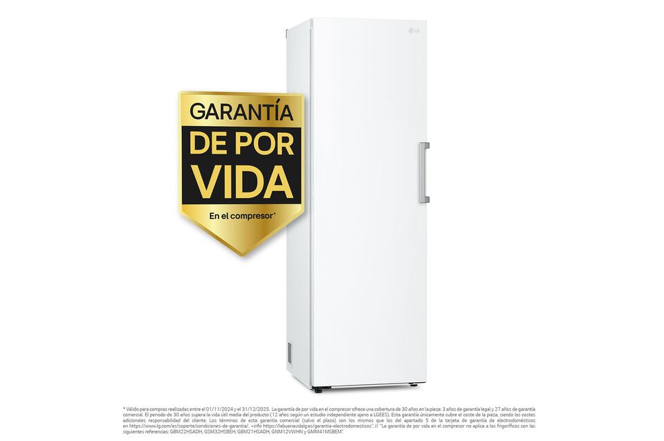 Congelador vertical 324 L blanco sin escarcha, compresor eficiente y congelación rápida.