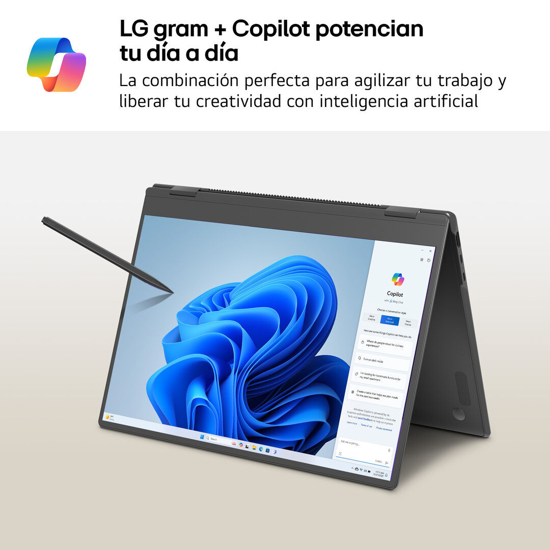 Port&aacute;til 16" LG gram Pro 2en1 - 16T90TP, Windows 11, Intel&reg; Arrow Lake H, 32 GB RAM, 1TB SSD, Panel OLED WQXGA+ (2880x1800), Ligero 1,4 kg, 19