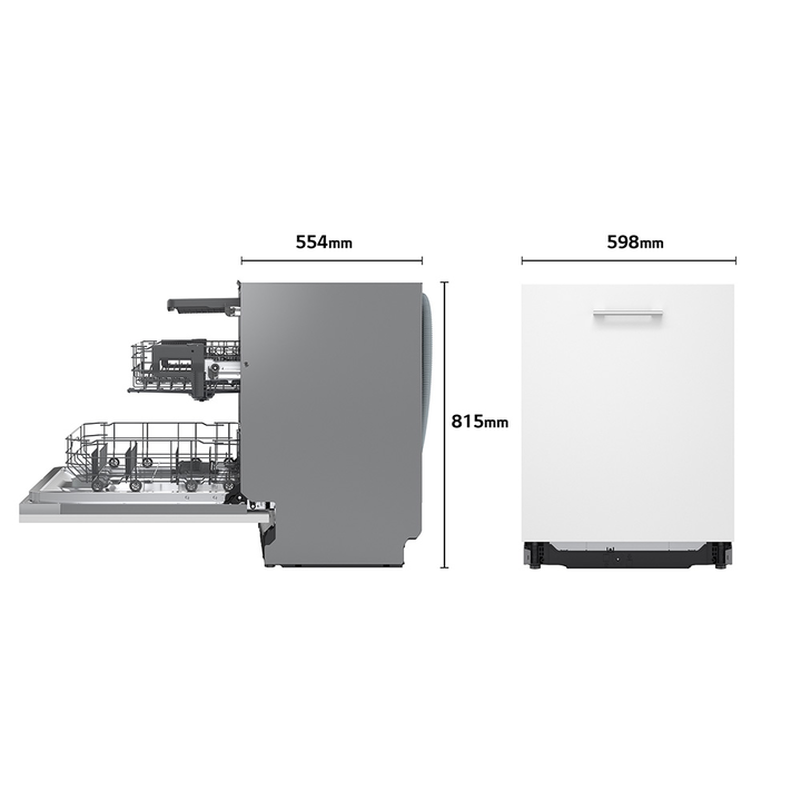 Lavavajillas integrable de 60 cm con capacidad para 14 servicios, 9 programas de lavado y tecnología QuadWash™ de 4 brazos para una limpieza profunda.