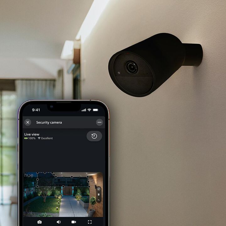 Camara Videovigilancia 2K, Negra, con bateria