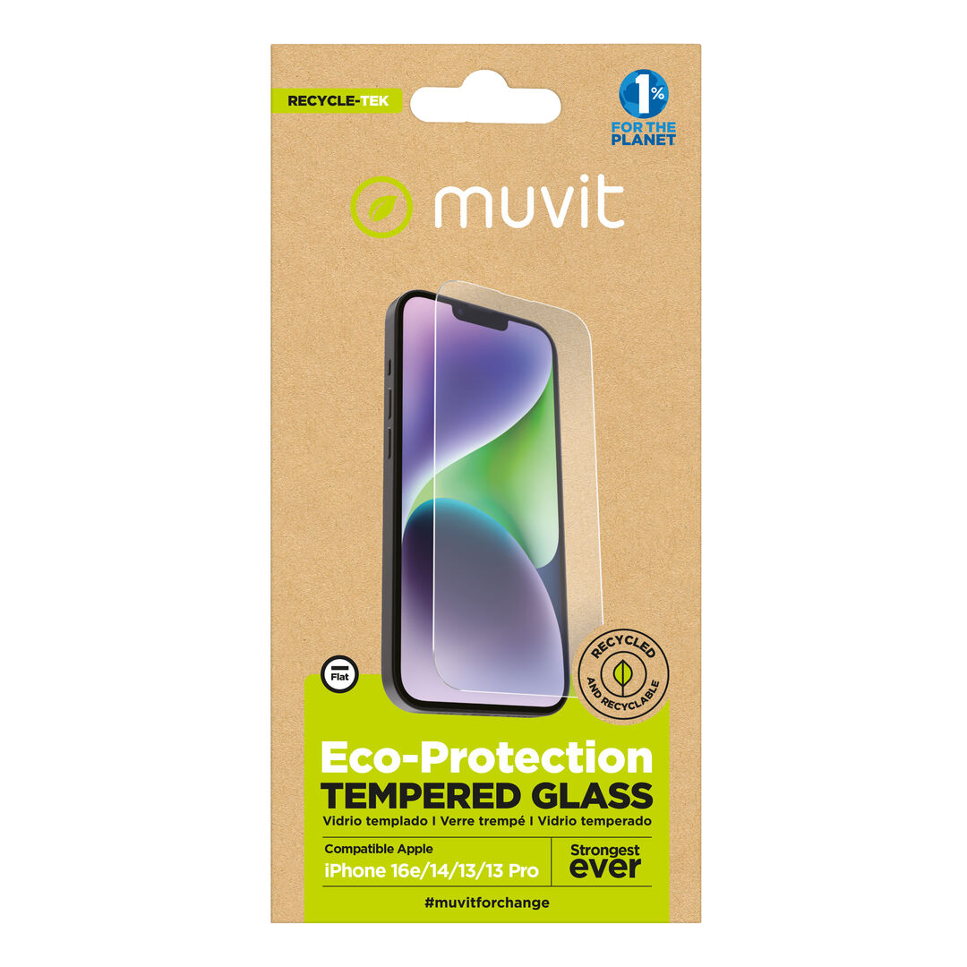 Nuestro protector de pantalla eco responsable muvit for change, aporta protecci&oacute;n extra a la pantalla de tu Smartphone sin perder la sensibilidad al tacto. De alta resistencia a impactos y ara&ntilde;azos con una dureza de 9H (m&aacute;xima escala), evitar&aacute; la rotura de su pantalla ante un golpe o ca&iacute;da. Su tratamiento oleo f&oacute;bico, repele agua, grasa y suciedad.&nbsp;