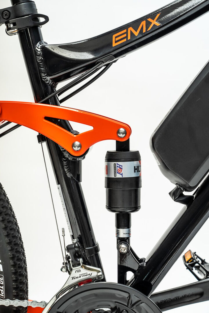 Bicicleta el&eacute;ctrica monta&ntilde;a 27,5" EMX NegroNaranja