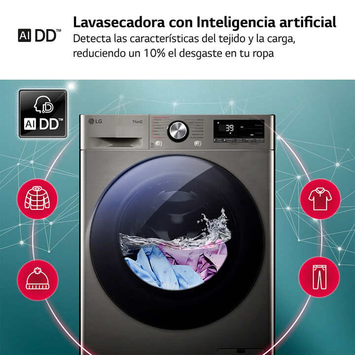 Lava-secadora 11 kg/6 kg inox con AI DD, TurboWash 360&deg;, autodosificaci&oacute;n, vapor y Wi-Fi.