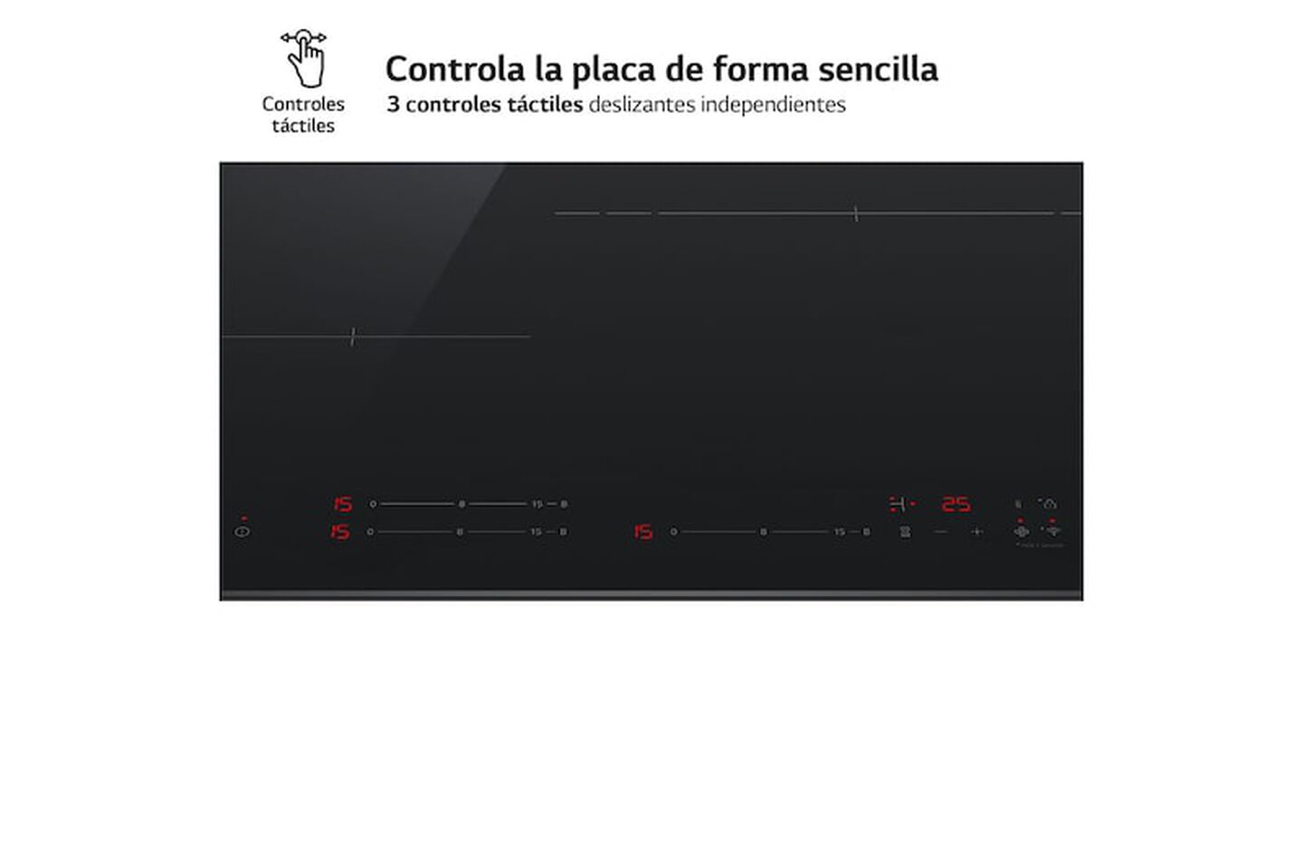 Placa de inducción de 59cm, 3 zonas –Zona grande 32 cm