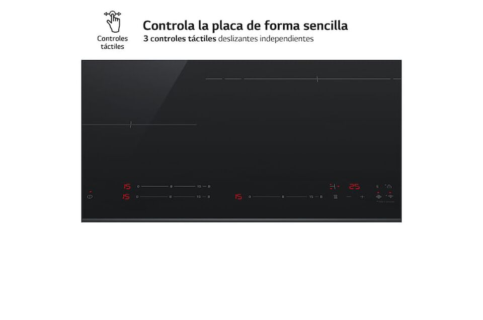 Placa de inducción de 59cm, 3 zonas –Zona grande 32 cm