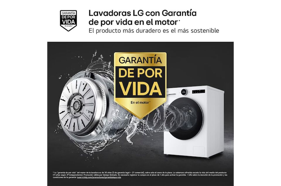 Lavadora inteligente LG F4X7513TWS con AI Direct Drive, TurboWash 360&ordm;, autodosificaci&oacute;n, vapor Steam, 13 kg de capacidad, 1400 rpm, eficiencia energ&eacute;tica A-30%, color blanco.