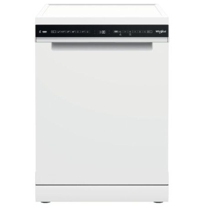 Lavavajillas Whirlpool W7F HS41 de libre instalaci&oacute;n de 60 cm, con capacidad para 15 servicios, 8 programas de lavado, tecnolog&iacute;a 6th Sense PowerClean, sistema de secado NaturalDry mediante apertura autom&aacute;tica de puerta, tercera bandeja flexible para cubiertos y clasificaci&oacute;n energ&eacute;tica C. Ofrece un funcionamiento silencioso de 41 dB, gran capacidad interior gracias a la cuba MaxiSpace y bajo consumo de agua.