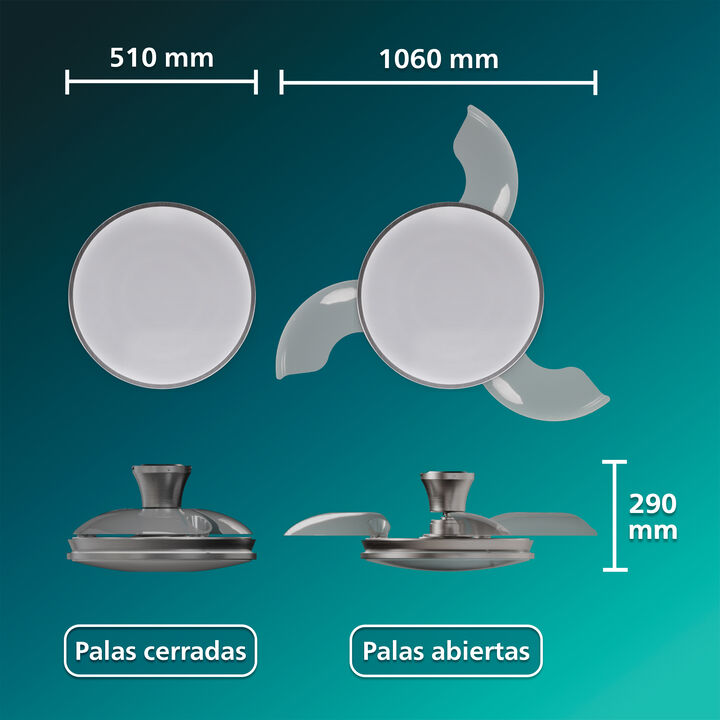 Ventilador Plegable de Techo Atlas DC N&iacute;quel