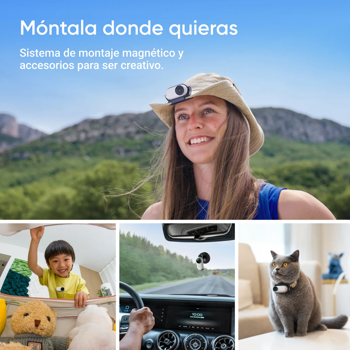 La Insta360 GO 3S es una cámara de acción compacta y ligera, diseñada para la captura de POV (Point of View) y una gran versatilidad de montaje
