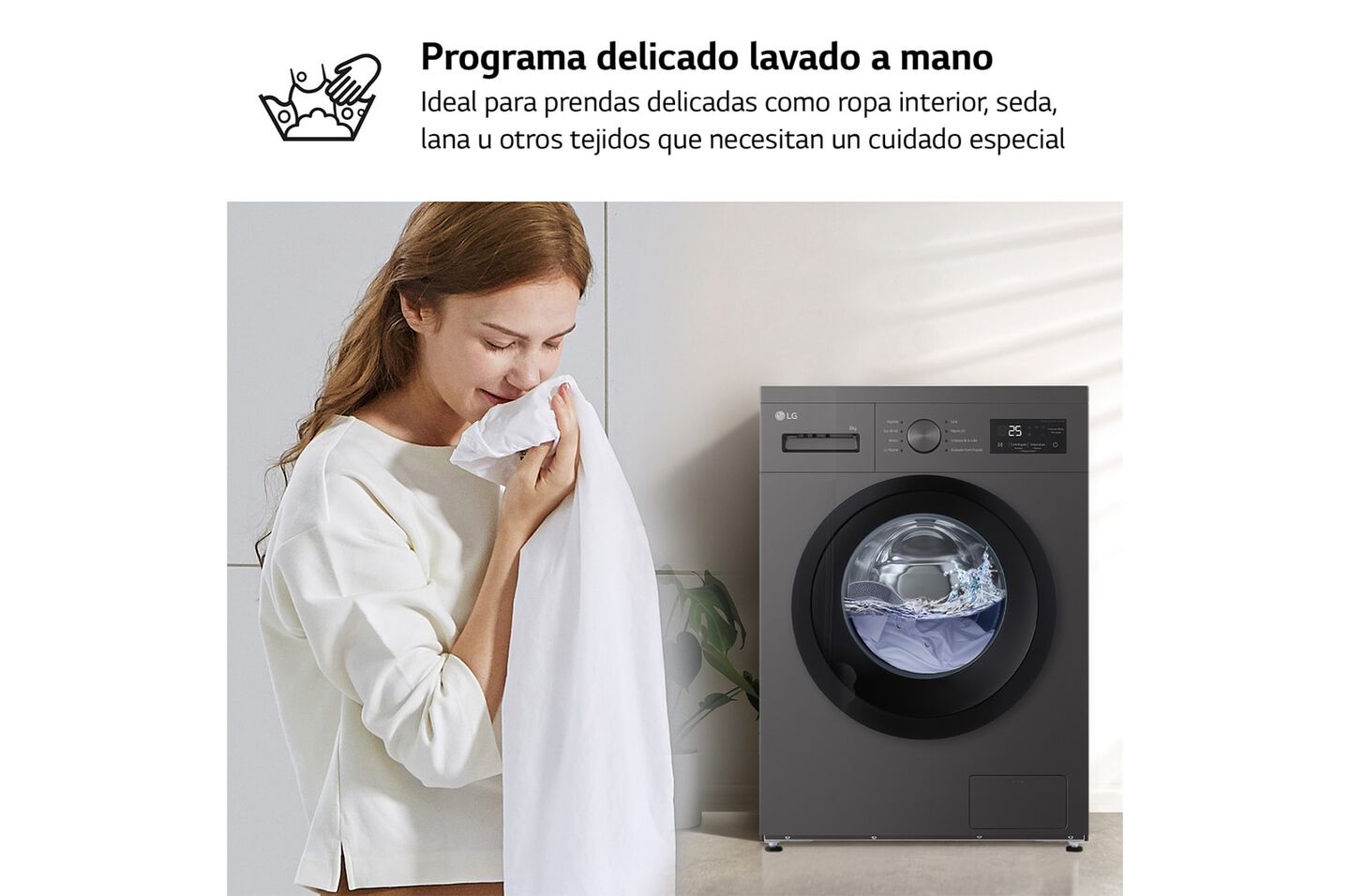 Lavadora LG 8 kg con Steam, 1350 rpm y fondo 47 cm