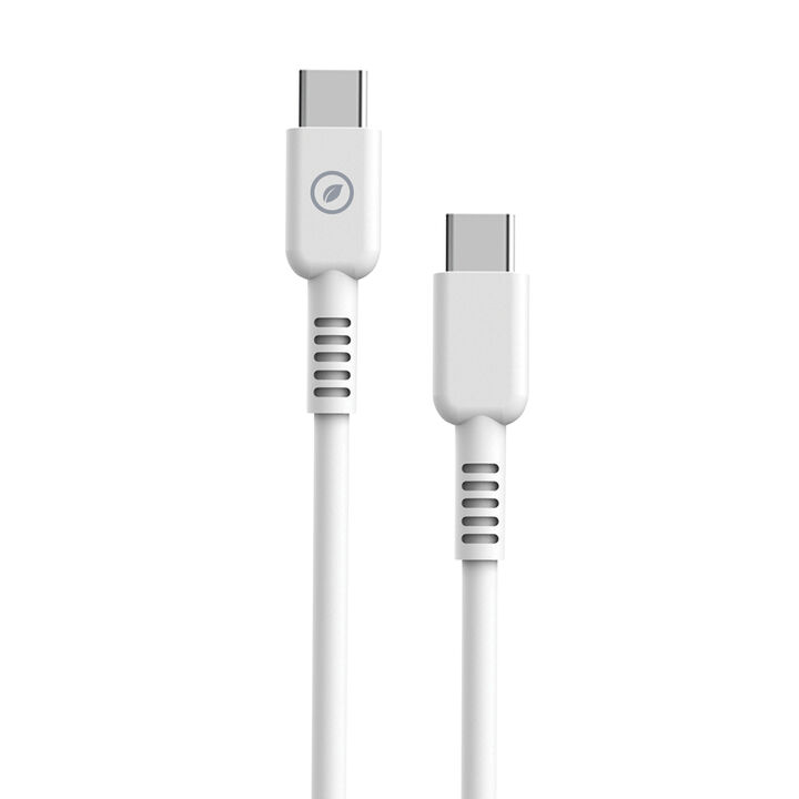 &iexcl;Carga o transfiere datos entre tus dispositivos y contribuye a cuidar el planeta! 

Cable para carga y transferencia de datos con conector Tipo C a Tipo C, 3A transferencia r&aacute;pida, 3m de longitud, en color blanco, 100% reciclable y fabricado con pl&aacute;stico 100% reciclado de origen certificado GRS - EST&Aacute;NDAR GLOBAL DE RECICLAJE.&nbsp; 

En muvit for change nos comprometemos a donar el 1% de los ingresos para el planeta*.&nbsp;