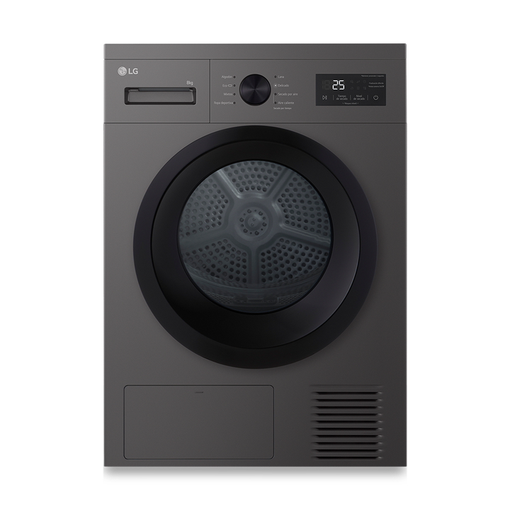 Secadora LG 8kg bomba de calor, clase D, negro grafito, 8 programas, pantalla LED