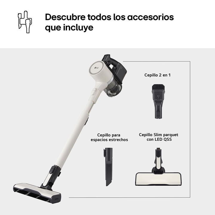 Aspirador escoba 150 W, ultraligero, filtro 5 pasos, bater&iacute;a intercambiable y sin cables.