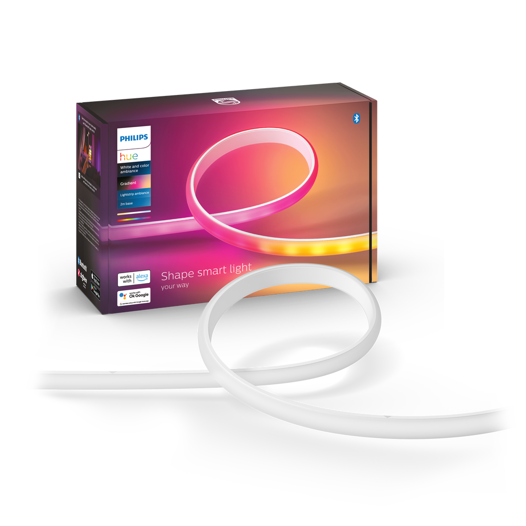 Tira de Led HUE LightStrips Gradient Base 2 Metros. LED integrado RGB. Bridge NO incluido.
Con tecnología Gradient y diseño flexible, la Philips Hue gradient lightstrip ofrece una potente combinación de luz colorida para cualquier estancia de tu hogar. No compatible con extensiones y bases de versiones anteriores.
