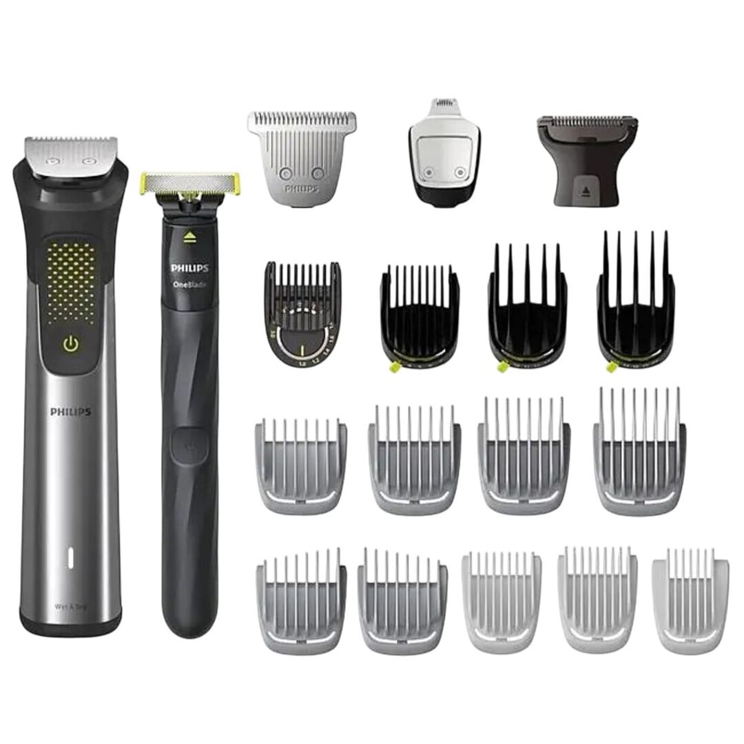 Crea tu look personal con este set de arreglo personal definitivo para cara, cabeza y cuerpo. Esta combinación de nuestro recortador de acero inoxidable más avanzado y OneBlade ofrece lo último en precisión en recorte y moldeado para conseguir el estilo que desee