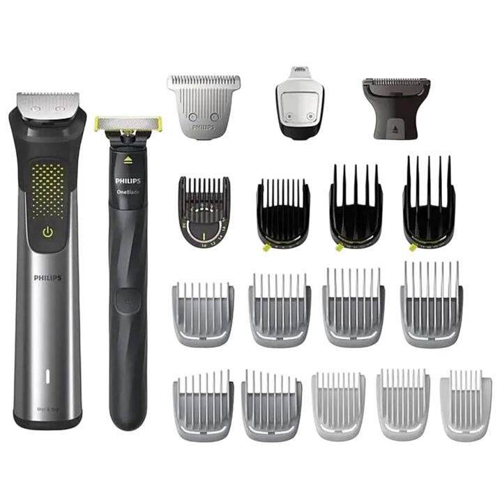 Crea tu look personal con este set de arreglo personal definitivo para cara, cabeza y cuerpo. Esta combinación de nuestro recortador de acero inoxidable más avanzado y OneBlade ofrece lo último en precisión en recorte y moldeado para conseguir el estilo que desee