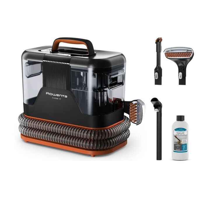 Aspirador de tapicerías, Limpieza rápida de derrames y manchas, hasta 12,5 kPa, 400 W, Incluye sistema de autolimpieza, Naranja