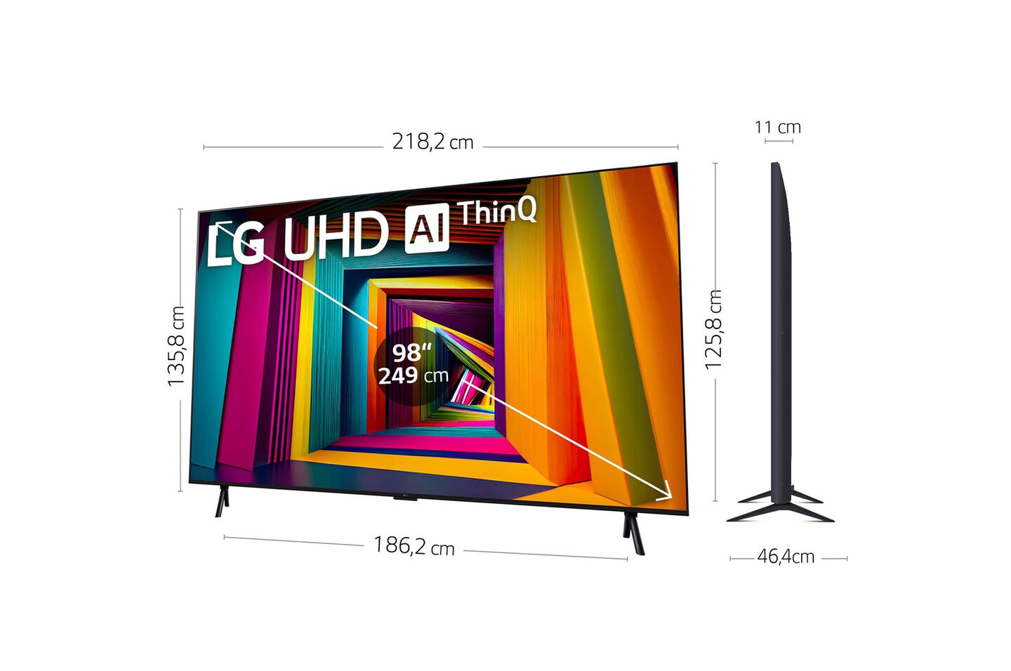 TV 98″, cable de alimentación, mando Magic Remote, soportes incluido.