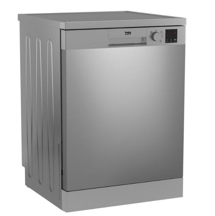 Lavavajillas de libre instalaci&oacute;n Beko DVN05320X acabado en acero inoxidable, con capacidad para 13 cubiertos, 5 programas de lavado, funci&oacute;n de media carga, sistema antifugas WaterSafe&trade; y display electr&oacute;nico.