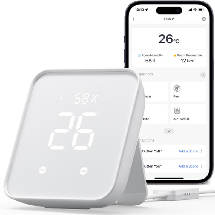 SwitchBot Termómetro Higrometro, Medidor de Humedad Interior por Bluetooth para el Hogar, Sensor de Temperatura con Control por App, Gran Pantalla LCD, Alertas de Notificación, Exportación de 2 Años de Almacenamiento de Datos.