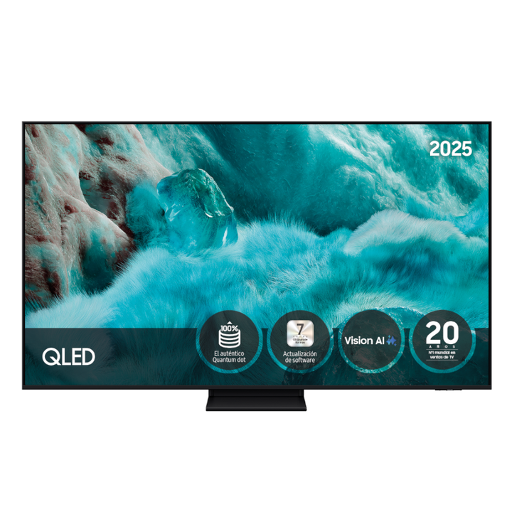 <p>Smart TV QLED 65" (165,1 cm) Samsung TQ65Q7F5AU con IA, 4K UHD, 50 Hz, Q4 AI Processor, OTS Lite, Q-Symphony, Adaptive Sound. Inteligencia Artificial que mejora tu d&iacute;a a d&iacute;a con Samsung Vision AI: Accede a un mundo de posibilidades con un solo bot&oacute;n, como subt&iacute;tulos, detalles de tus artistas favoritos, control de tu casa. El aut&eacute;ntico Quantum dot: 100% del color a cualquier nivel de brillo&hellip; Y &iexcl;sin cadmio! Procesador Q4 AI: Disfruta de esa serie de los 80 como si la hubiesen grabado en 4K. La IA escala cualquier contenido optimizando imagen y sonido. TV gratis: M&aacute;s de 120 canales gratuitos y sin descargas que ofrecen contenido para todos los gustos con Samsung TV Plus. Qu&eacute; hay en la caja: Mando a distancia, manual de usuario, cable de alimentaci&oacute;n. Resoluci&oacute;n:4K UHD Tama&ntilde;o de Pantalla:165,1 cm - 65" Tipo TV:Con Smart TV Curvo:No Procesador:Q4 AI Processor USB:1 HDMI:3 Dimensiones del producto (AltoxAnchoXFondo):89.45 x 145.29 x 27.94</p>