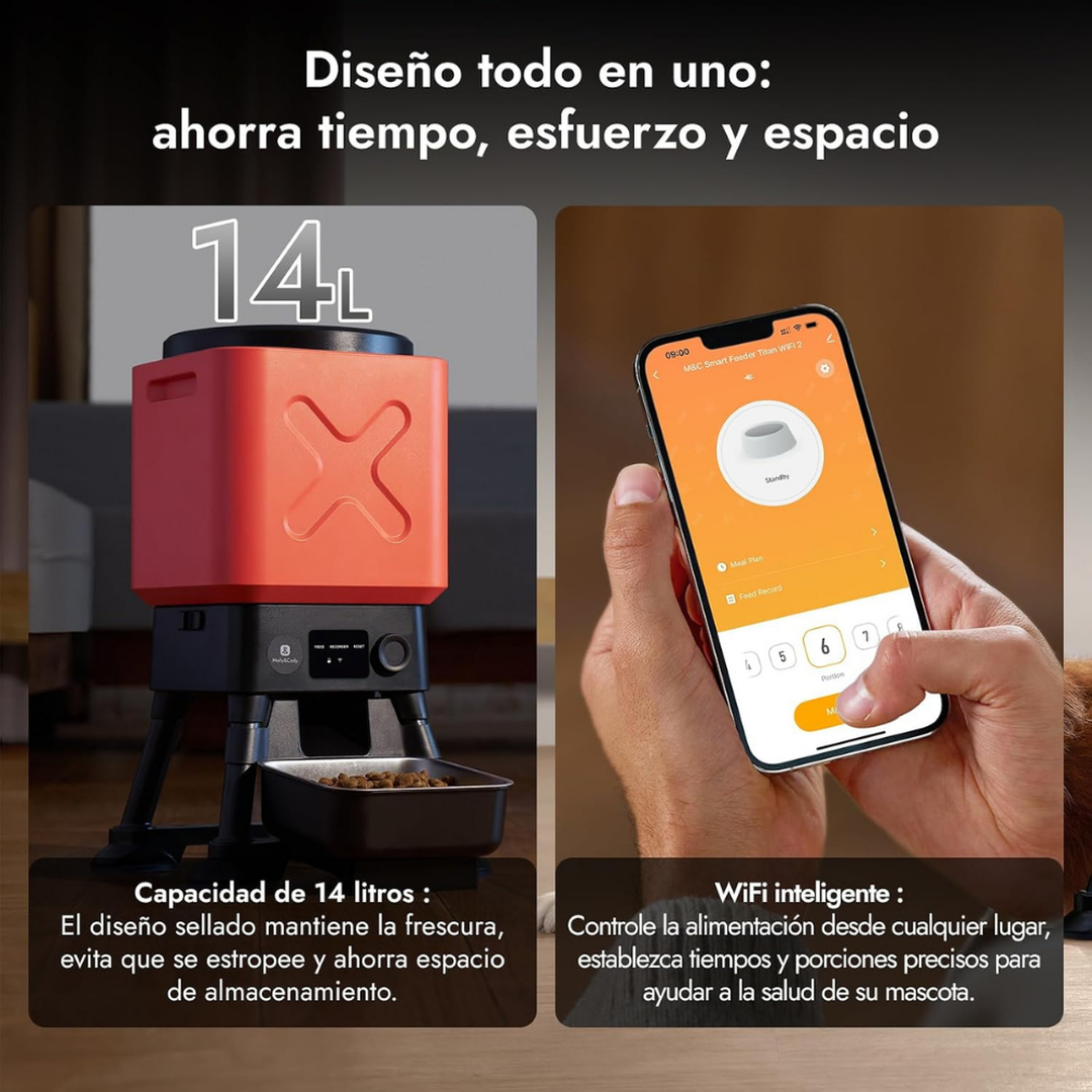 Comedero autom&aacute;tico wifi para mascotas de 14 L