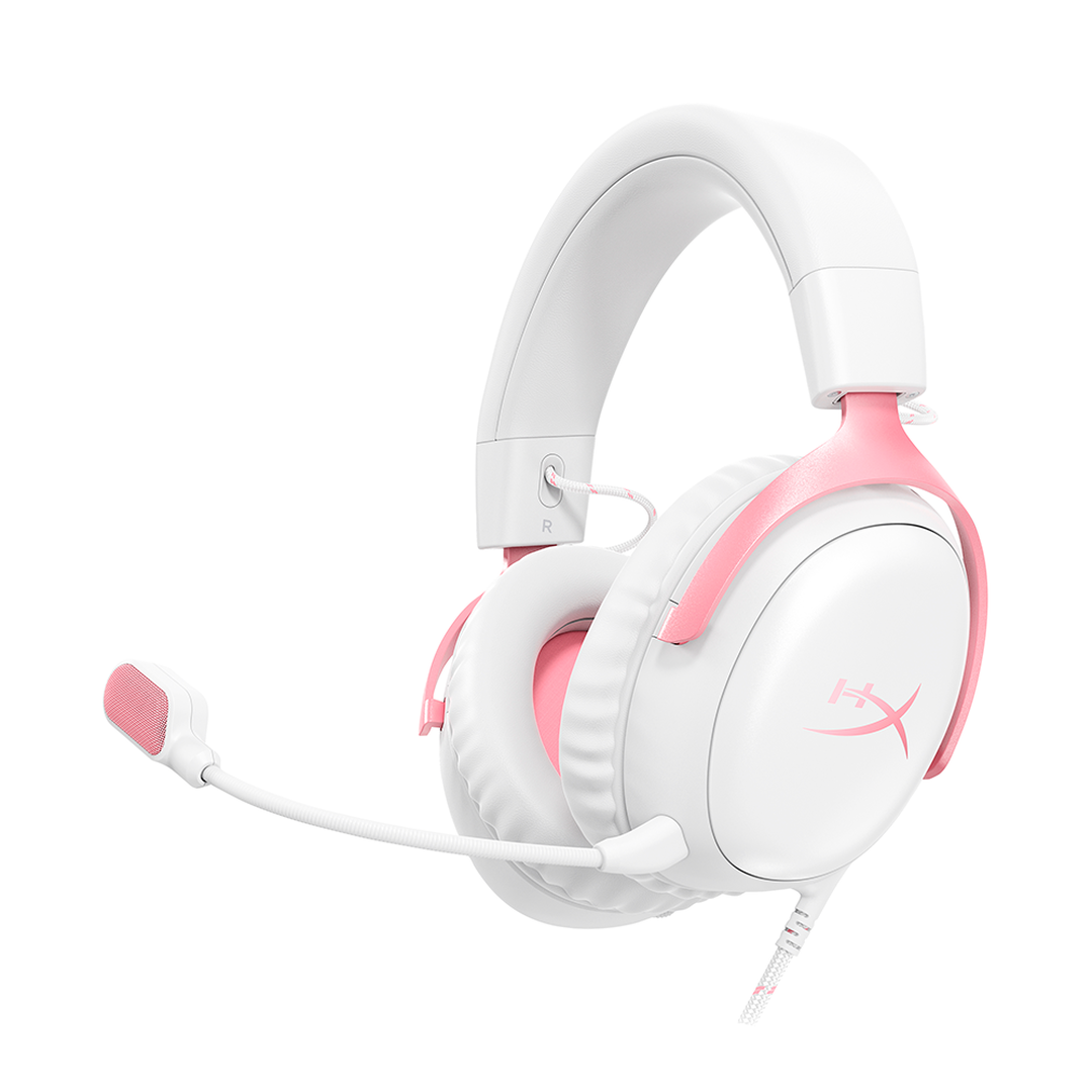 <p>"HyperX Cloud III - Auriculares gaming (blancos/rosas). Tipo de producto: Auriculares. Tecnolog&iacute;a de conectividad: Al&aacute;mbrico. Uso recomendado: Juego. Frecuencia de auricular: 10 - 21000 Hz. Peso: 308 g. Color del producto: Rosa, Blanco. Los HyperX Cloud III son la evoluci&oacute;n de nuestros legendarios Cloud II, que son reconocidos por su confort, calidad de sonido y durabilidad. Con la espuma viscoel&aacute;stica de calidad caracter&iacute;stica de HyperX en las almohadillas de la diadema y de las orejas, ofrece un ajuste c&oacute;modo perfecto para largas sesiones de juego. Tambi&eacute;n cuenta con unos nuevos transductores angulares recalibrados de 53 mm para una experiencia de escucha &oacute;ptima. El micr&oacute;fono mejorado de 10 mm captura con gran claridad las conversaciones dentro del juego y las llamadas. Los sencillos controles del casco de los auriculares te ofrecen un acceso r&aacute;pido y directo para silenciar el micr&oacute;fono o ajustar el volumen. El indicador LED de silencio del micr&oacute;fono muestra claramente si tienes el micr&oacute;fono silenciado. Compatibles con PC, PS5, PS4, Xbox Series X|S, Xbox One, Nintendo Switch, Mac y dispositivos m&oacute;viles. Disfruta de una comodidad y un sonido inigualables en tus plataformas favoritas.</p>
"