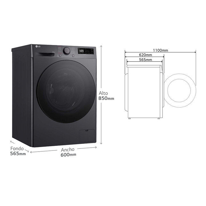 Lavasecadora LG 9 kg lavado / 6 kg secado con AI Direct Drive, TurboWash 360&ordm; y Steam&trade;