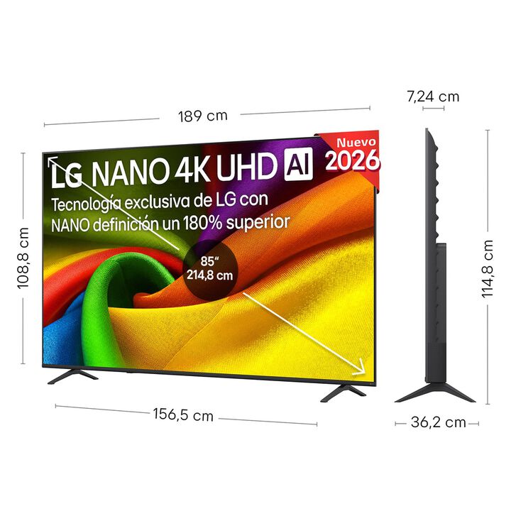 Smart TV LG NANO 4K UHD AI NU90 85 pulgadas 4K 2026