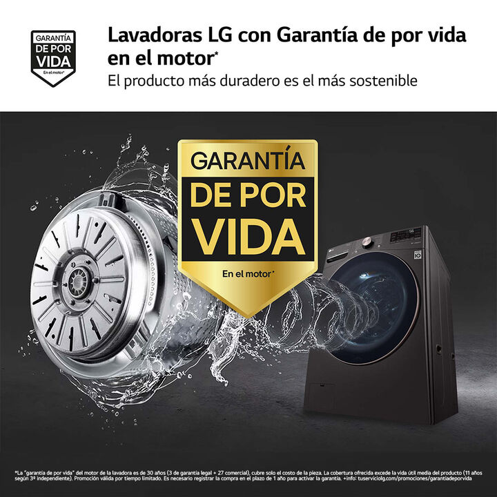 Lavadora LG 20 kg con AI Direct Drive, TurboWash 360&ordm; y fondo 77 cm
