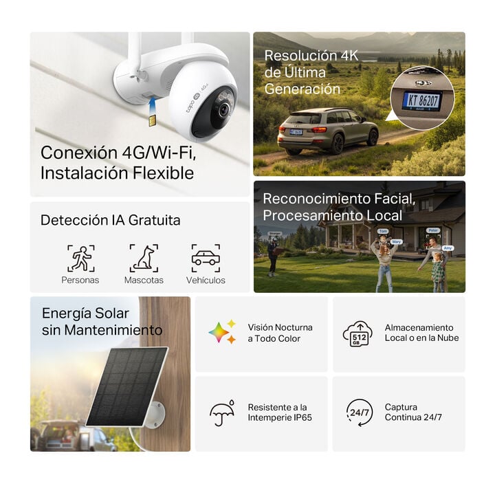 Kit de C&aacute;mara de Vigilancia Wi-Fi + 4G LTE y Alimentaci&oacute;n Solar