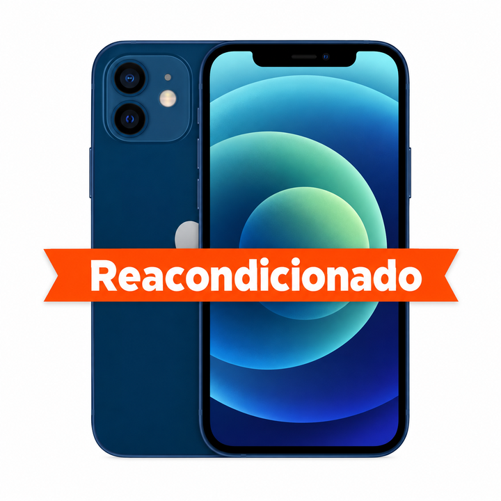 IPhone 12 128GB Blue Reacondicionado con componentes 100% originales, revisado y certificado.
