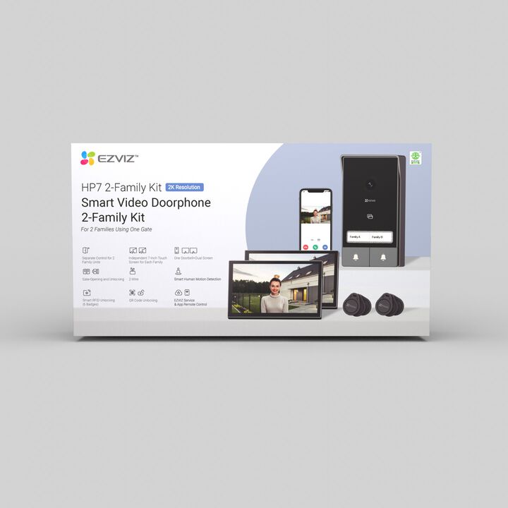 Videoportero dom&eacute;stico inteligente. Sistema de entrada inteligente unificado para doble comodidad. El kit para 2 familias HP7 est&aacute; preparado para ayudar a dos familias que comparten la misma entrada principal y desean funciones avanzadas inteligentes y remotas para controlar el acceso a su casa por separado. Compuesto por dos botones de habla individuales y dos monitores de interior independientes, el nuevo sistema permite a cada uno de los propietarios responder a las visitas, ver v&iacute;deos de alta resoluci&oacute;n, comprobar las alertas de detecci&oacute;n y gestionar el acceso de los usuarios de una forma mucho m&aacute;s sencilla, incluso desde sus smartphones.