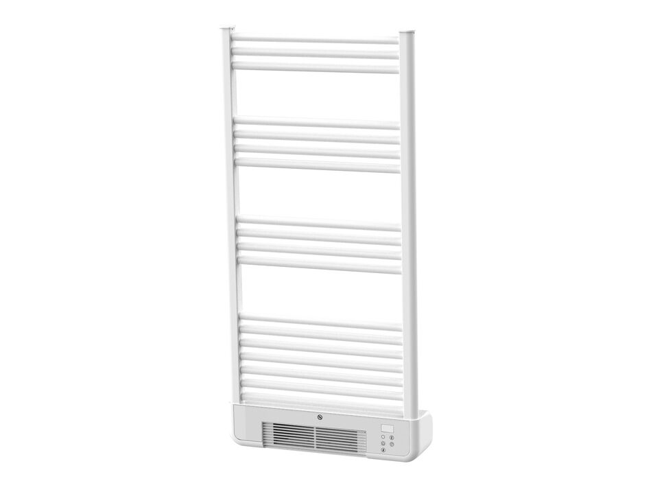 El NTW-11 es un completo producto de 500W que actúa como secador de toallas, calentador de prendas y a la vez servirá de apoyo a tu sistema de calefacción. Su diseño sencillo y elegante incluye un display LED y temporizador (2h). Además tiene una tecnología de transmisión directa del calor y un sistema de protección contra sobrecalentamiento, de forma que si se alcanza una temperatura peligrosamente alta se detiene automáticamente.